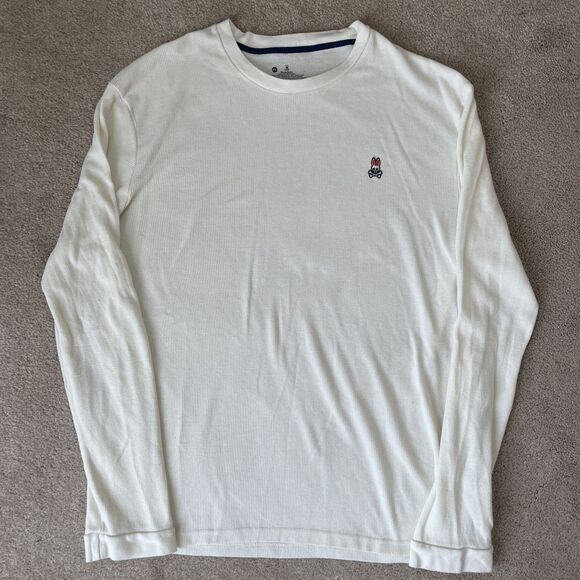 Psycho Bunny Thermal Top Mens XL Shirt Cream Waffle Preppy Casual Long Sleeve - Picture 2 of 6